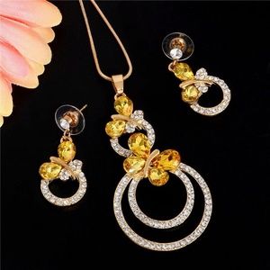 Wild Life Butterflys & Circle, Crystal Necklace